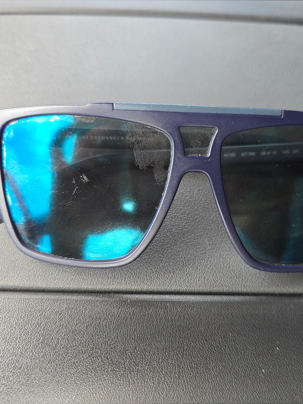Armani Exchange Matte Navy Frame Sunglasses with Blue Mirrored Lenses